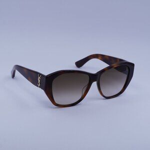 Saint Laurent SL M8 003 Sunglasses Havana Geometric Frame, Brown Lenses